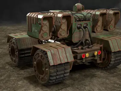 UGV Concept-3-Green-Rusty Low-poly 3D model