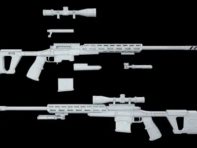 Sniper Rifle Low-poly 3D model 16