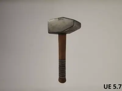 Iron Blacksmith Hammer - Low Poly PBR Game Ready Tool Prop Low-poly 3D model
