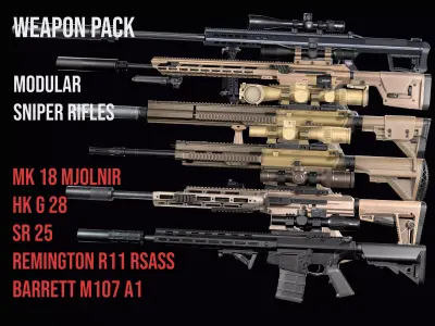 Tactical Modular Modern Sniper Rifles gun Weapon Pack