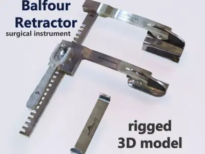 Balfour Retractor surgical Low-poly 3D model