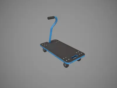 Transport Trolley - Blue Low-poly 3D model