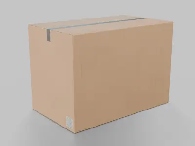 Rectangular Deep Cardboard Box - Rigged and Fully Customizable Low-poly 3D model