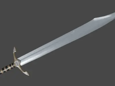 Falchion sword with Excalibur handle Low-poly 3D model