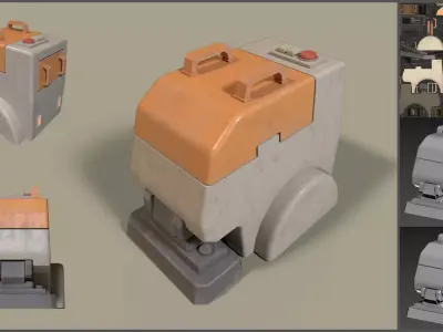 Simple Cleaner Robot Low-poly 3D model