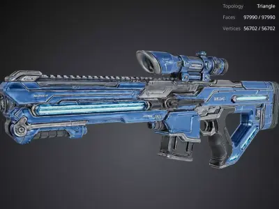 Blue Futuristic Gun 3D model