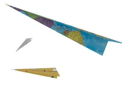 Paper Plane Cartoon Maya Rigged Free low-poly 3D model