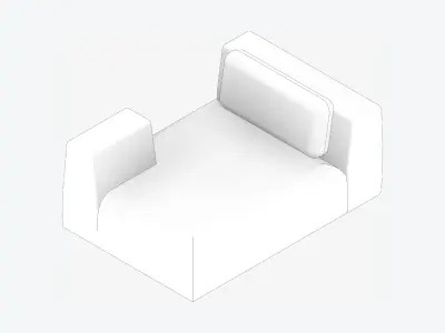 Seat - Sofa - Simplicity - Chaise - One Arm Low-poly 3D model