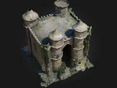 Fortress Entryway   Medieval Stronghold Gate Model 3D model