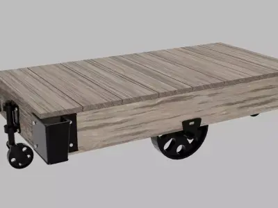 Antique Industrial Cart Coffee Table Low-poly 3D model