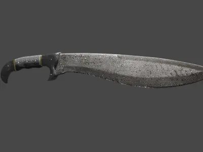 Damascus Hunting Machete Low-poly 3D model