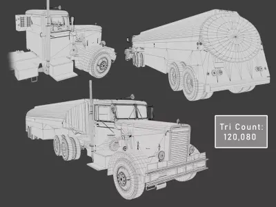 Duel Peterbilt 281 3D Model Low-poly 3D model