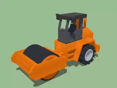 Construction Heavy Duty Road Roller by Outland Models Low-poly 3D model
