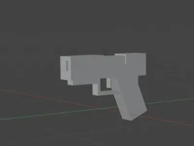 Voxel Style Pistol Low Poly Game Ready Minecraft Texturepack Free low-poly 3D model