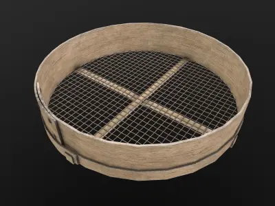 Wooden Sieve PBR  Low-poly 3D model