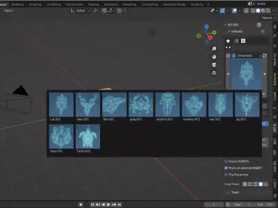 Animals Mandala Ornaments KITBASH 10 Unique Objects 3D model
