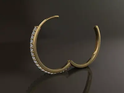 Earring One Sided Diamond Hoop Large Size 22mm Inside Diameter 3D print model