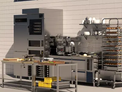 Commercial Bakery Kitchen Equipment Low-poly 3D model