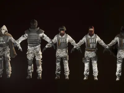 Enemy Soldiers Pack Low-poly 3D model