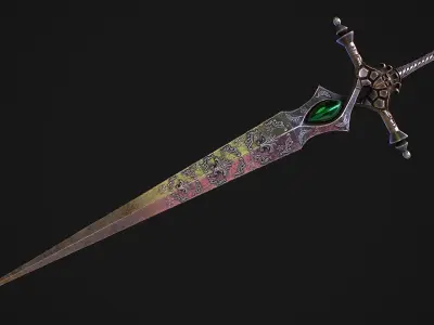 Fantasy Sword 26 With Scabbard 3D Model Low-poly 3D model