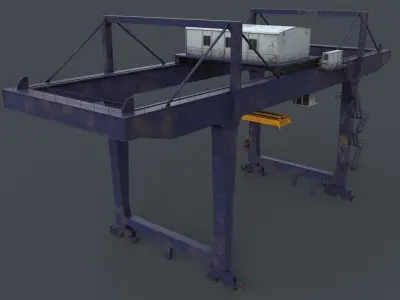 PBR Rail Mounted Gantry Crane RMG V2 - Blue Dark Low-poly 3D model