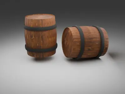 Wooden Barrel 3D Model Low-poly 3D model