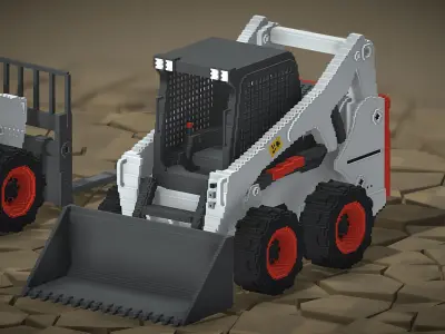 Voxel Bobcat Skid Steer Low-poly 3D model