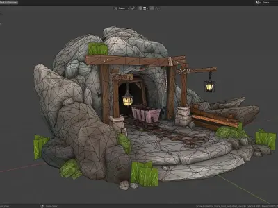 Old Mine Scene Low-poly 3D model