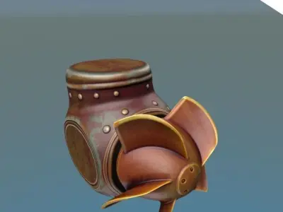 Outboard metal fan Low-poly 3D model
