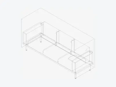 Sofa - Contemporary - Flame - Armrest Shelf - Left Work Shelf Low-poly 3D model purchase
