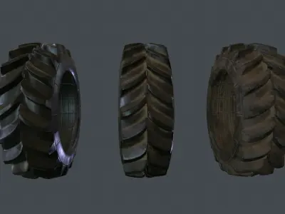 Tractor Tire PBR Game Ready Low-poly 3D model