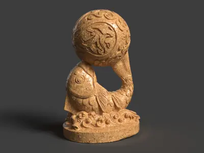 Chinese bamboo fish  Low-poly 3D model
