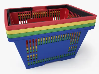 Plastic Shopping Basket 3D Model 3D model