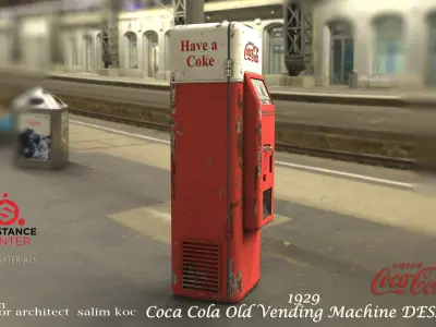 Coca Cola  Old  Middle   Vending Machine  design   Low-poly 3D model