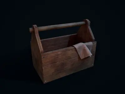 Wooden Toolbox Low-poly 3D model purchase