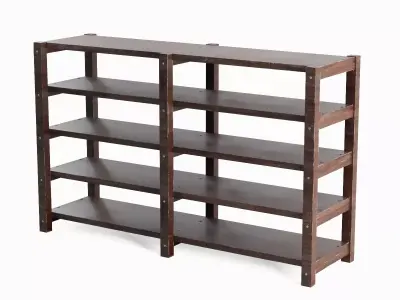 Long Pottery Shelf Set Low-poly 3D model