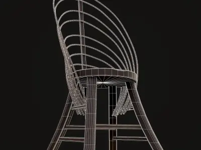 Rustic High Back Bent Stick Chair Low-poly 3D model