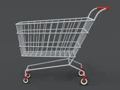 Low Poly Cartoon Super Market Cart Low-poly 3D model