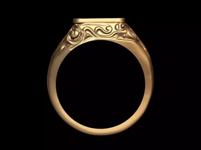 Gents Plain Signet Ring 3D print model