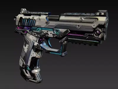 Cyberpunk Pistol Gun - Game-Ready 3D Model Low-poly 3D model