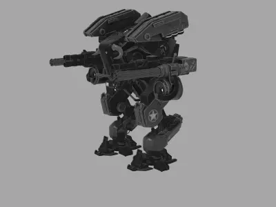 Heavy Combat Mech  SciFi Military Robot 3D Model 3D model