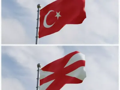 Animated Turkey Flags  3D model