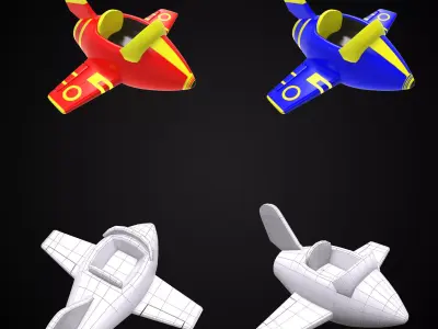 Toon style jet 3d model for mobile gaming  Low-poly 3D model
