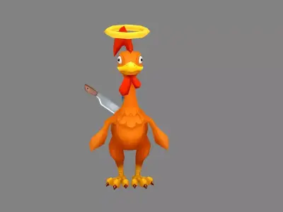 Cartoon dead rooster Low-poly 3D model