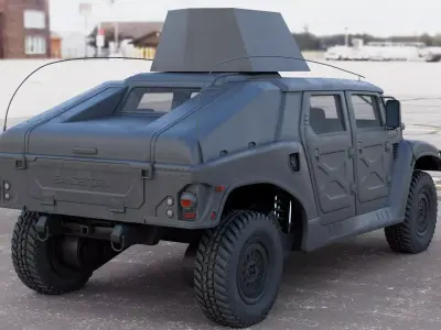 Military Vehicle Humvee Gunner Turret HMMWV Concept Black Color 3D model