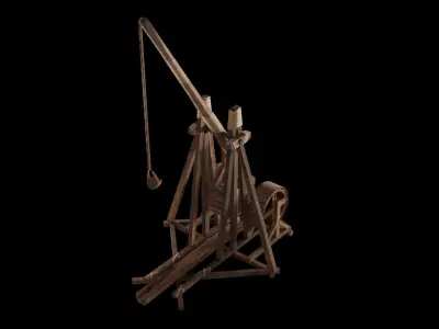 Trebuchet Animated Free low-poly 3D model