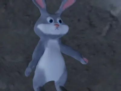 Rabbit cute cartoon rabbit animated in blender for kids Free 3D model
