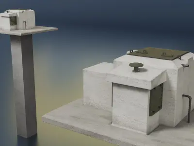 Civil Defense Shelter Entrance Block Rigged for Cinema 4D 3D model