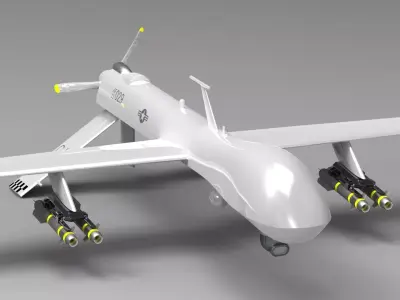 MK-01 Predator Drone - Detailed 3D Model  and Animation Projects Low-poly 3D model