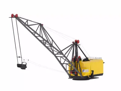 Excavator Dragline Crane Simplified ES11-70 Low-poly 3D model